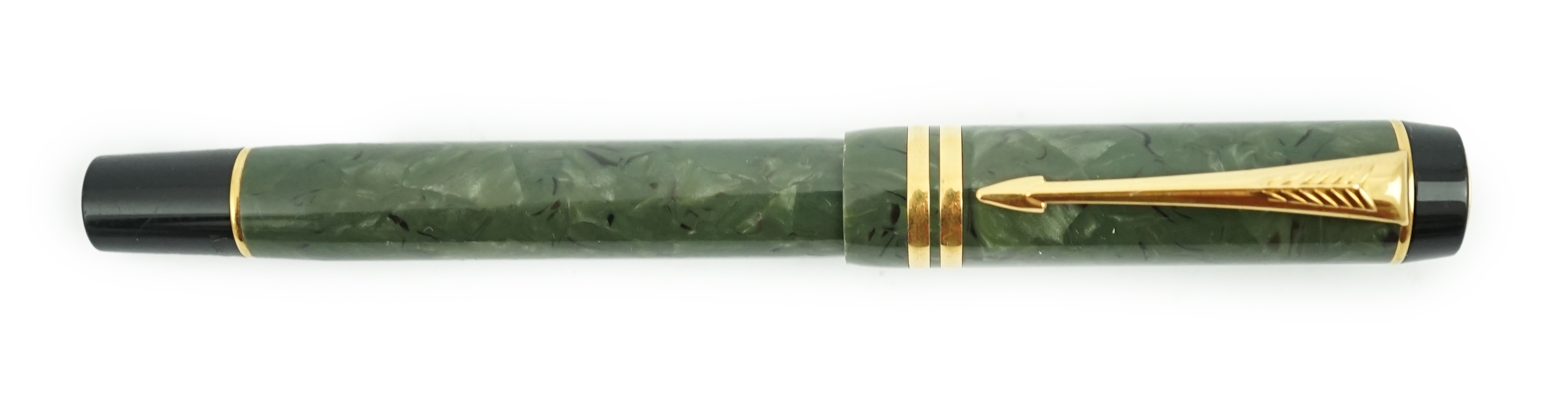 A Parker Duofold International in jade with med. nib